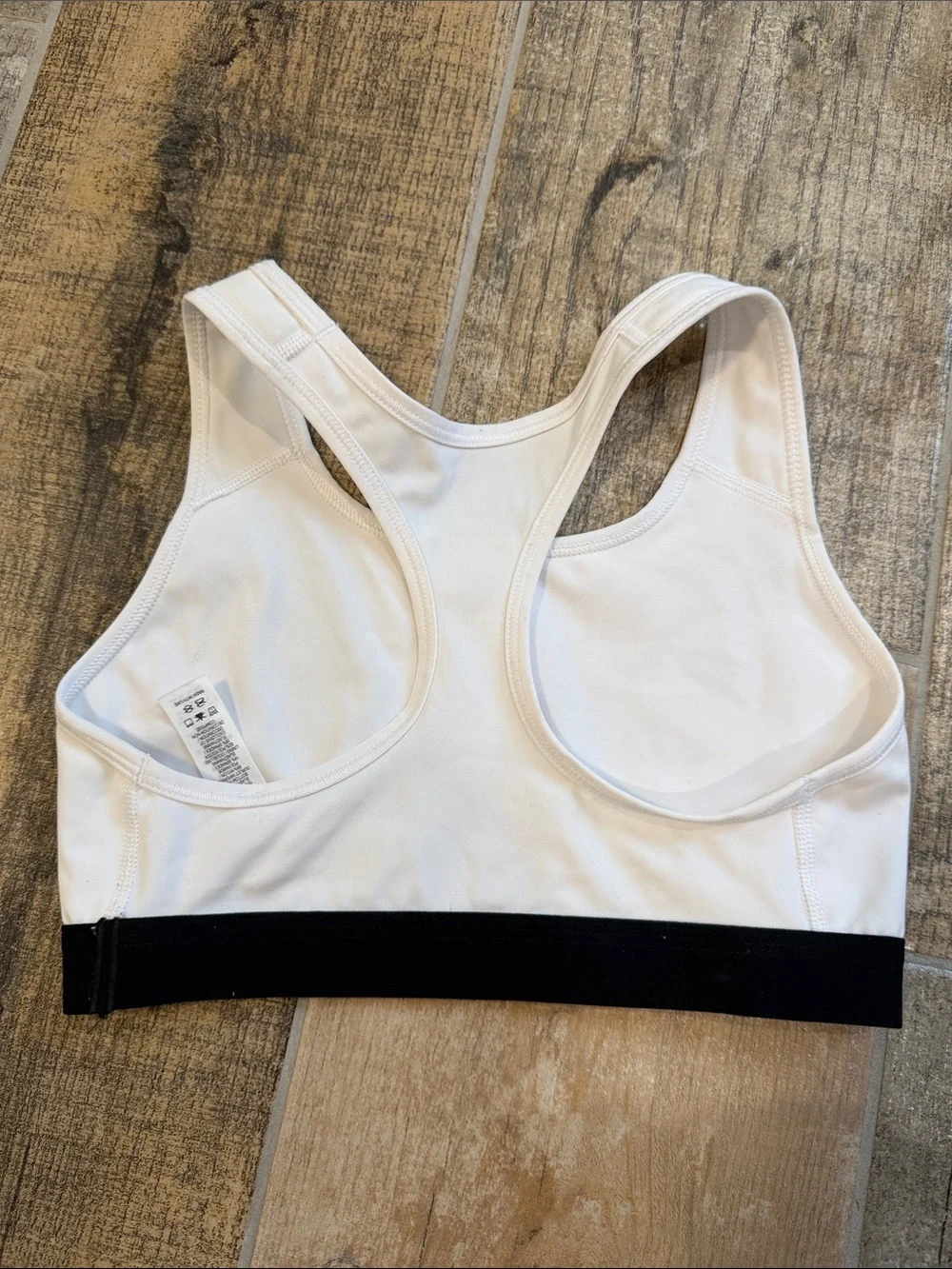 Nike Dri-Fit White Racerback Sports Bra Nike Swoosh Size Small S